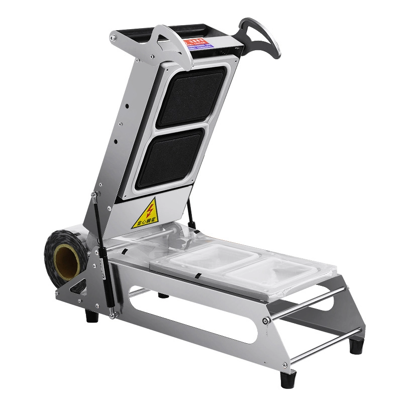 4-Hand pressure automatic sealing machine lunch box takeaway milk tea cup sealing aluminum foil small food modified atmosphere fresh-keeping packaging machine (1)