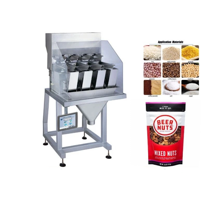 8-Semi-automatic multi-material mixing combination scale 4-head linear packaging scale Manual tea packaging machine (1)